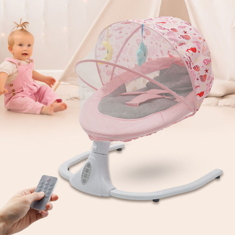 Musikalische Bluetooth-Wiege, elektrische Babywippe, Neigungswinkel von 30 bis 180 Grad einstellbar, geeignet für Babys von 0 bis 18 Monaten und mit