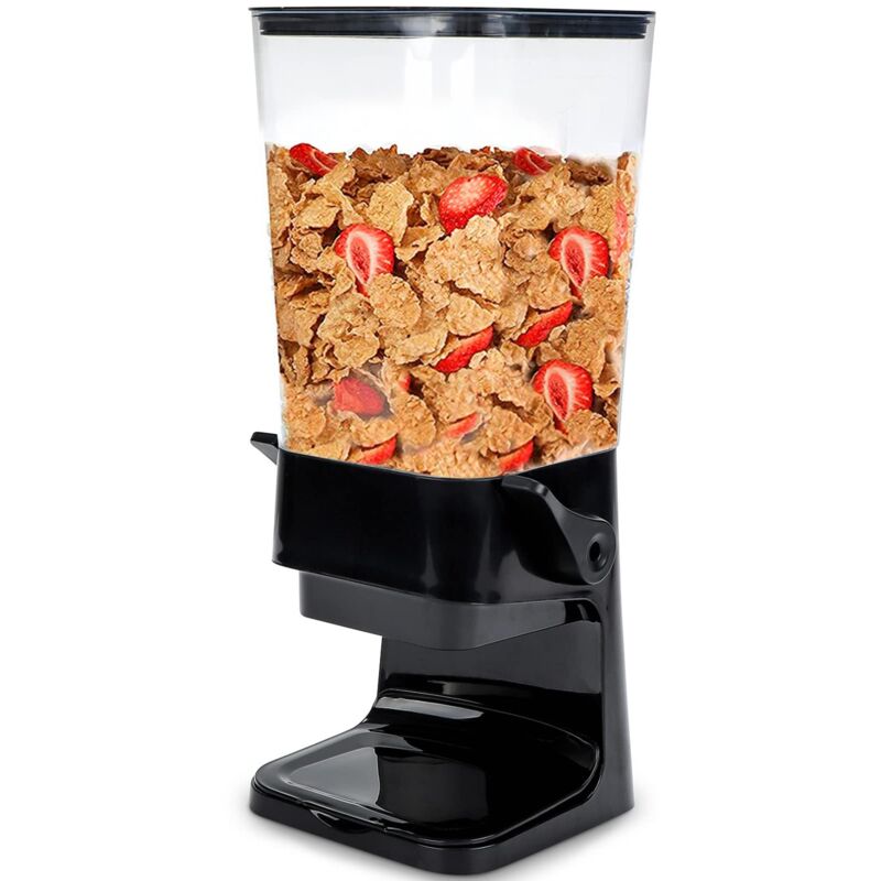 Müslispender, zerdrückt das Essen nicht, Süßigkeitenspender, geeignet für Frühstücksflocken und Süßigkeiten, großes 5-Liter-Fassungsvermögen, schwarz