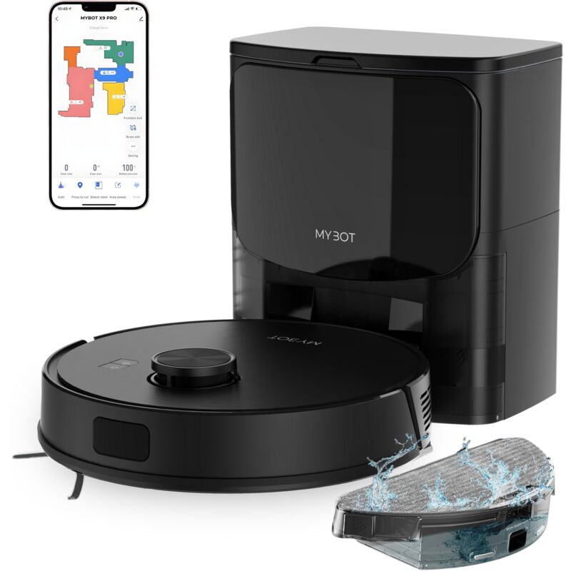 MYBOT X9 PRO – Saug- & Wischroboter – 6500 Pa Saugkraft – Automatische Entleerung – LDS-Laser-Navigation – Mit Absaugstation