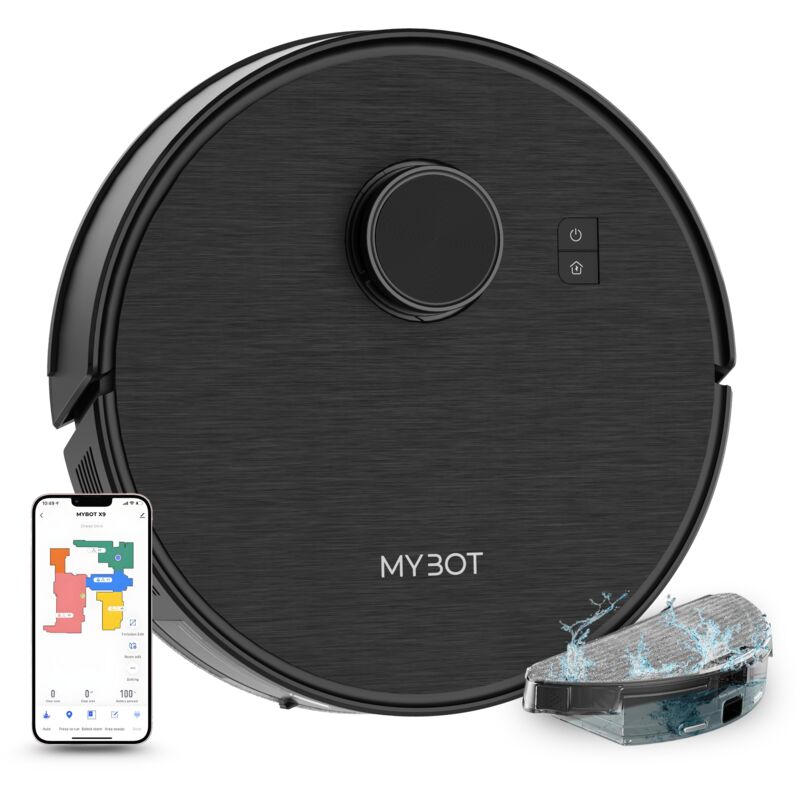 MYBOT X9 – Saug- & Wischroboter – 6500 Pa Saugkraft – Ideal für Tierhaare – Mit Ladestation – LDS-Laser-Navigation