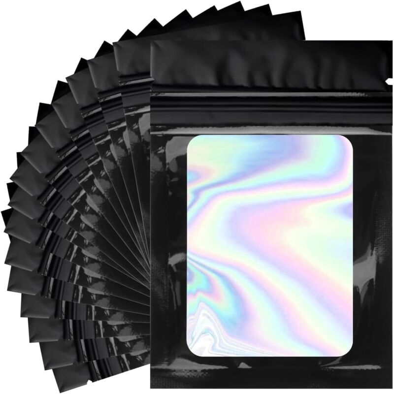 Bluedeer - Mylar Bags 7x10cm, Mylar Beutel Set, Zip Beutel, schwarze Baggys, für Süßigkeiten, Kekse, Schmuck, Cali Packs, Tütchen,120 Stück