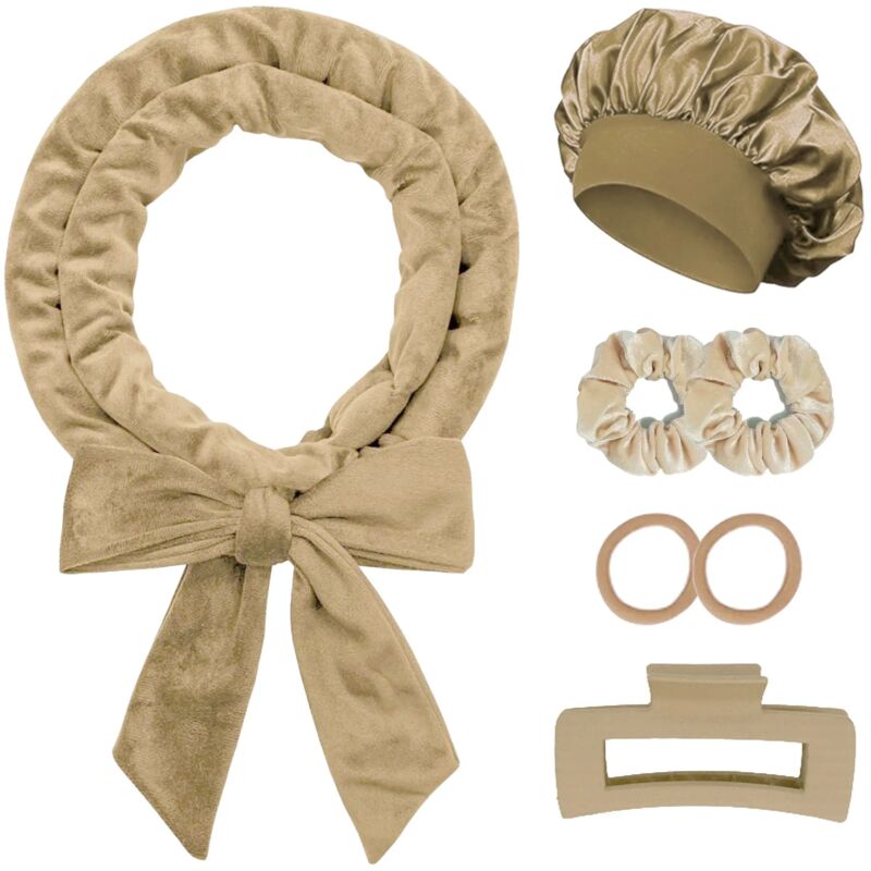 Nacht-Schlaufenstirnband – Set mit Schlaufen – khakifarbenes Lederstirnband – 7-teiliges Nachtmützen-Set