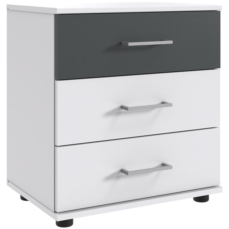 Lomadox - Nachttisch 52 cm breit modern in weiß mit graphit TREVISO-43