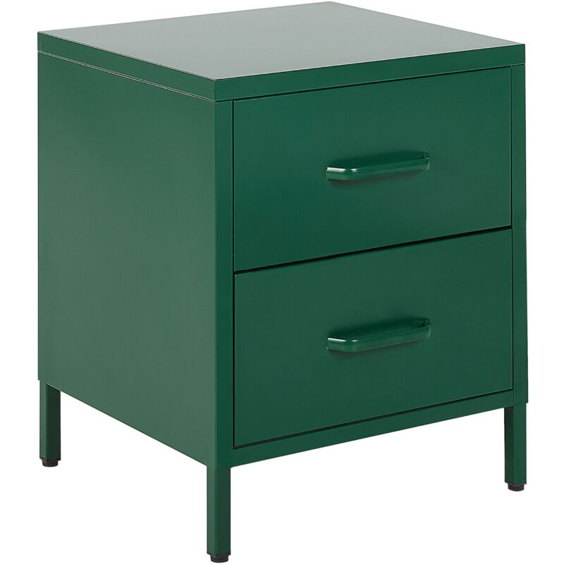 Nachttisch Grün Metall mit 2 Schubladen und 2 Griffen Wohnzimmer Schlafzimmer Kinderzimmer Jugendzimmer Flur
