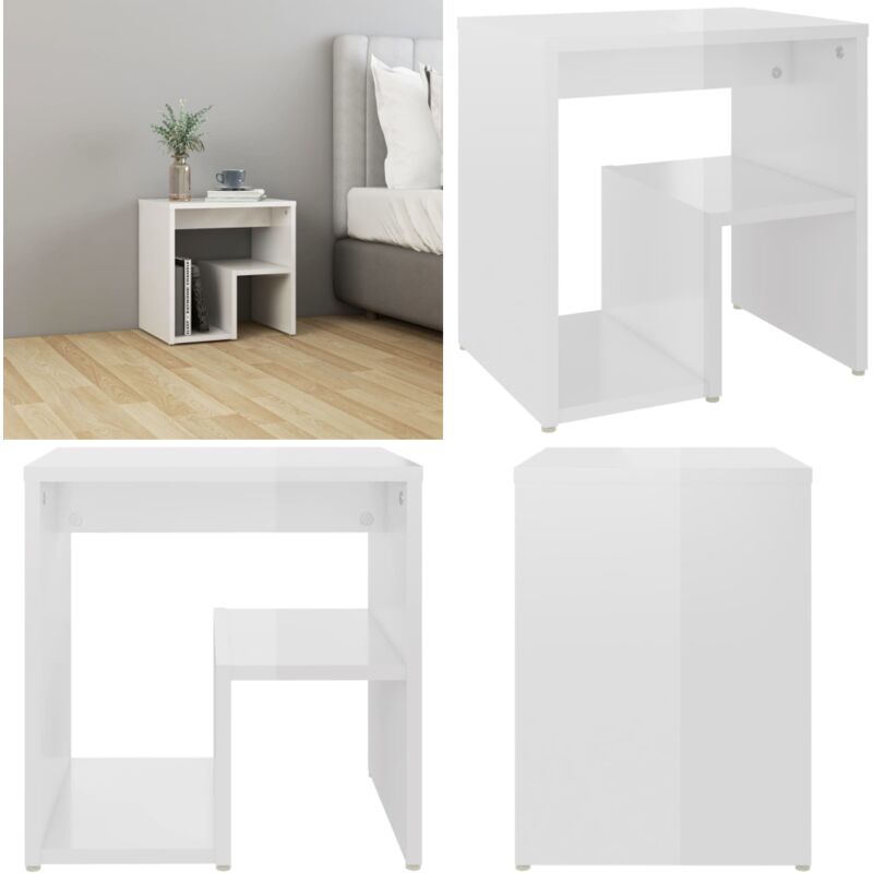 Nachttisch Hochglanz-Weiß 40x30x40 cm Holzwerkstoff - Nachttisch - Wohnzimmer Dekoration - Holzwerkstoff Möbel - Weißes Möbelstück - Kommode - Home &