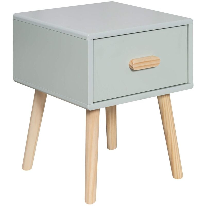 Mobili Rebecca - Nachttisch Picea 44x35x35 mdf Kiefer Aquagrün Braun Skandinavisch Teilweise Montiert