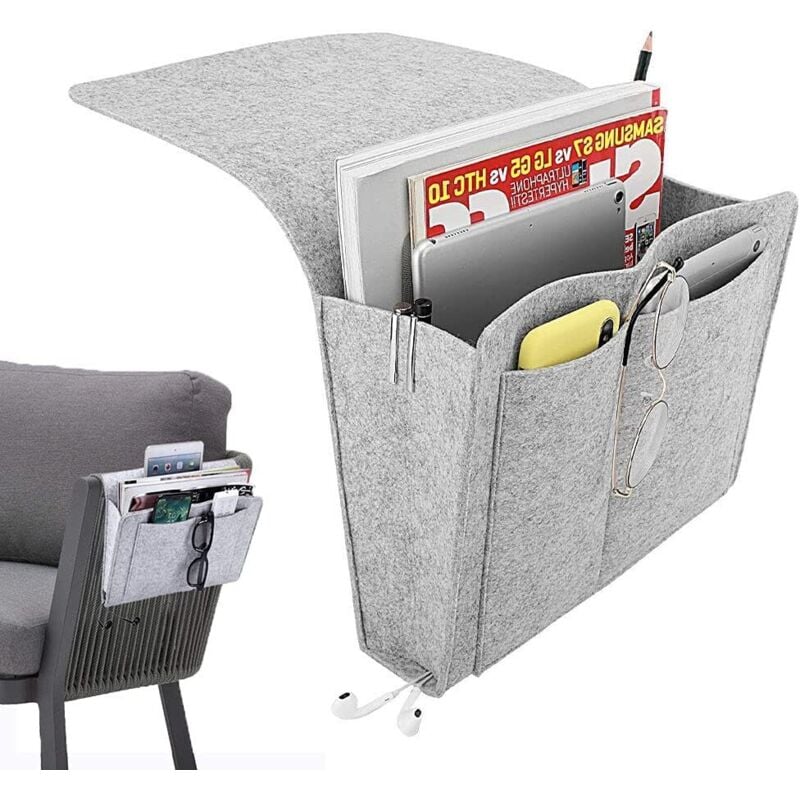 Nachttisch-Sofa-Organizer, Nachttischtasche, hängende Aufbewahrungstasche, für Telefon, Fernbedienung, Zeitschrift, Brille, Buch, Block mit