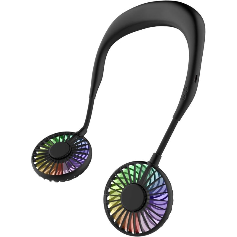 Nackenventilator, tragbarer Ventilator, Mini-USB-Ventilator, wiederaufladbarer tragbarer Nackenventilator, Luftkühler mit zwei Köpfen und 3