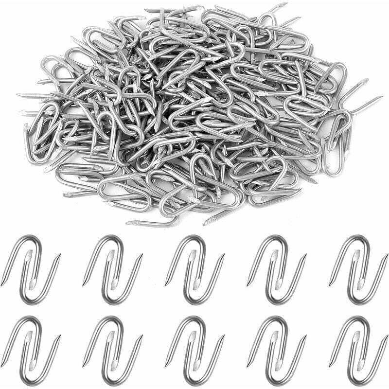 Nägel 200 U-förmige Zaunnägel Doppelspitzige Eisen-U-Nägel zur Befestigung von Rasenzäunen und Sonnenschutznetzen