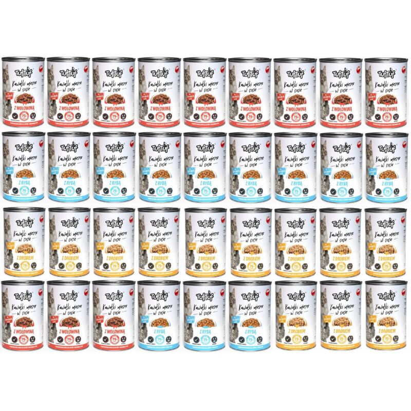 Nasses Katzenfutter Tuf Tuf Mix of Flavors 36 Stück x 415 g