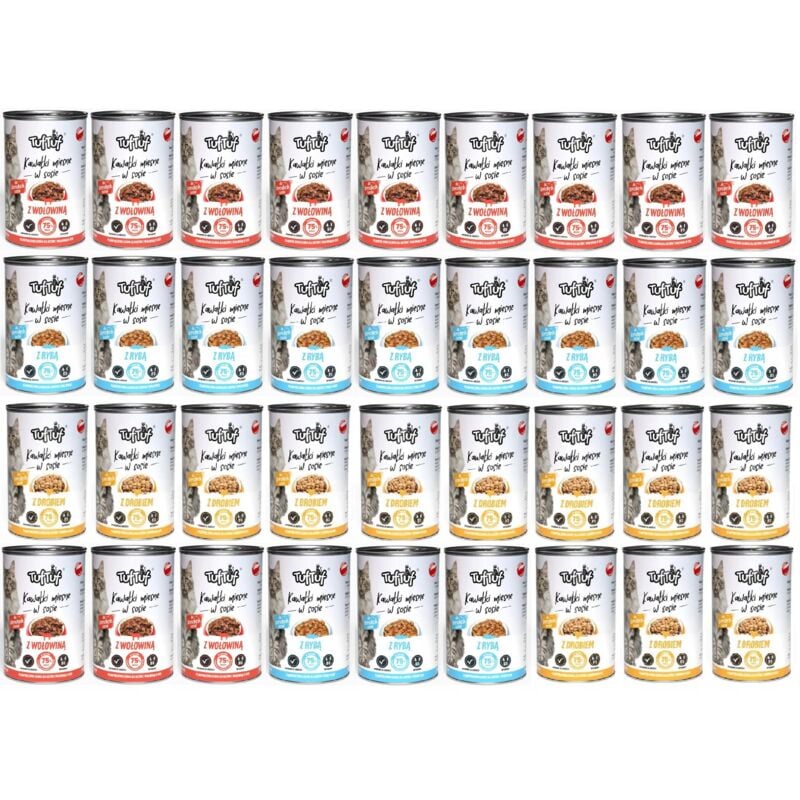Nasses Katzenfutter Tuf Tuf Mix of Flavors 36 Stück x 415 g