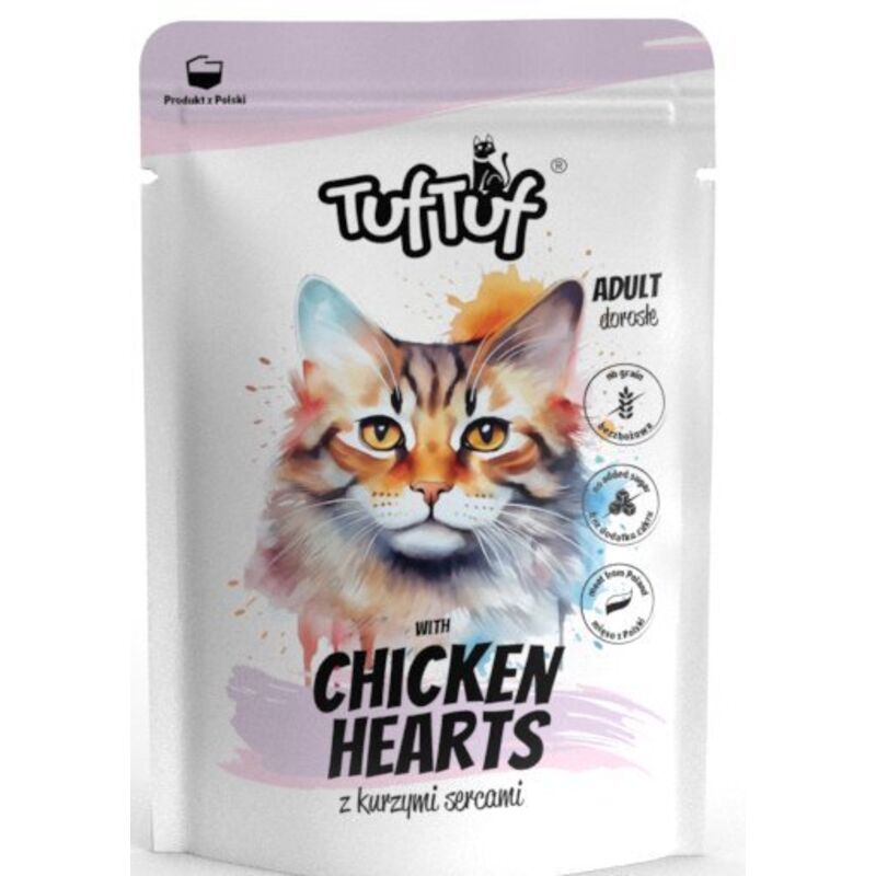 Tuf Tuf Nassfutter für Katzen 100g Beutel – Hühnerherzen 100g