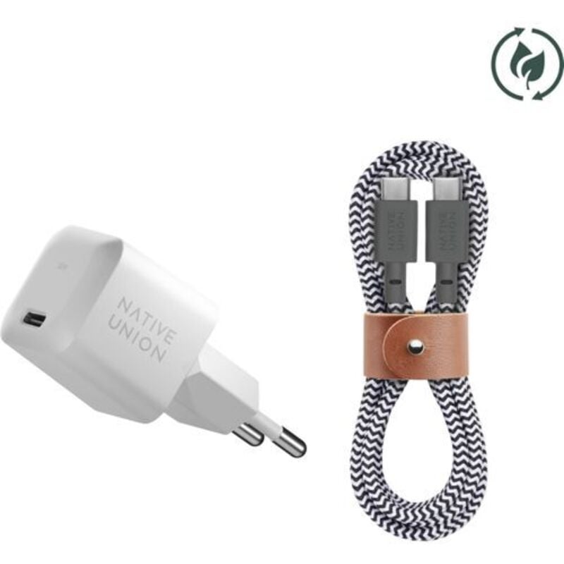 Native Union - 30W usb-c Fast GaN Charger White + usb-c Cable Zeb.
