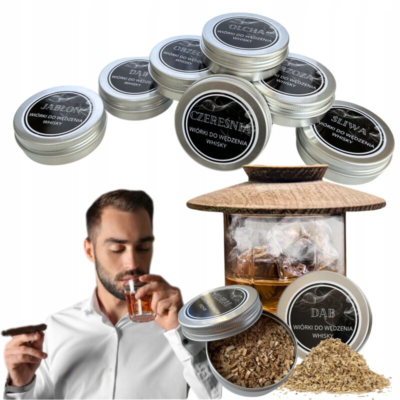 Natürliche hölzerne Rauch-Whiskey-Chips, Set mit 8 Geschmacksrichtungen für Alkohol