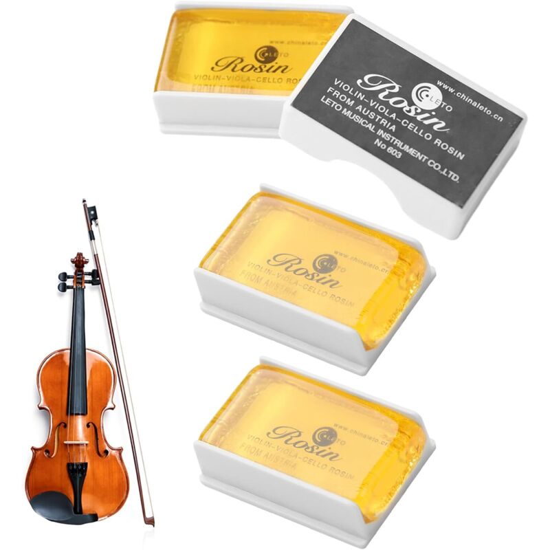 Natürliches Kolophonium für Violine und Cello, 3-teilig, staubarmes Kolophonium für besseren Klang, natürliches, staubabweisendes Harz, Zubehör für