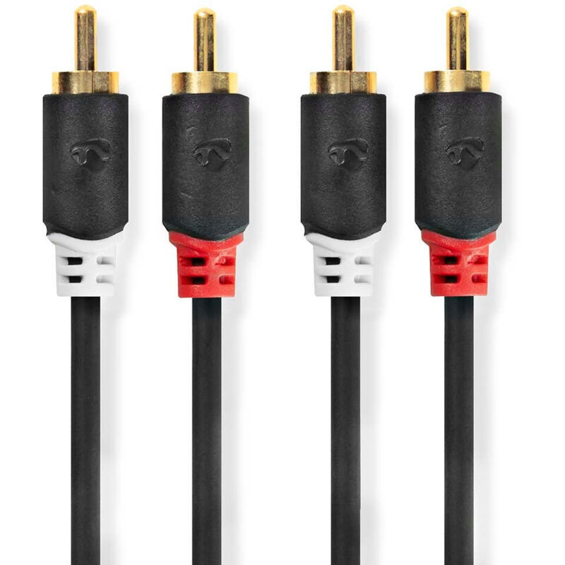 Nedis - Stereo audiokabel 2x rca hane 2x rca hane guldplaterad 100 m rund anthrazit lada