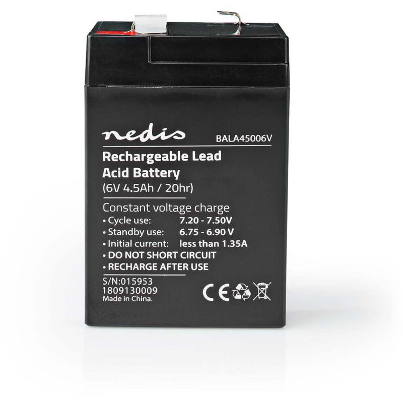 Nedis - Wiederaufladbare blei saure batterie blei saure wiederaufladbar 6 v 4500 mah