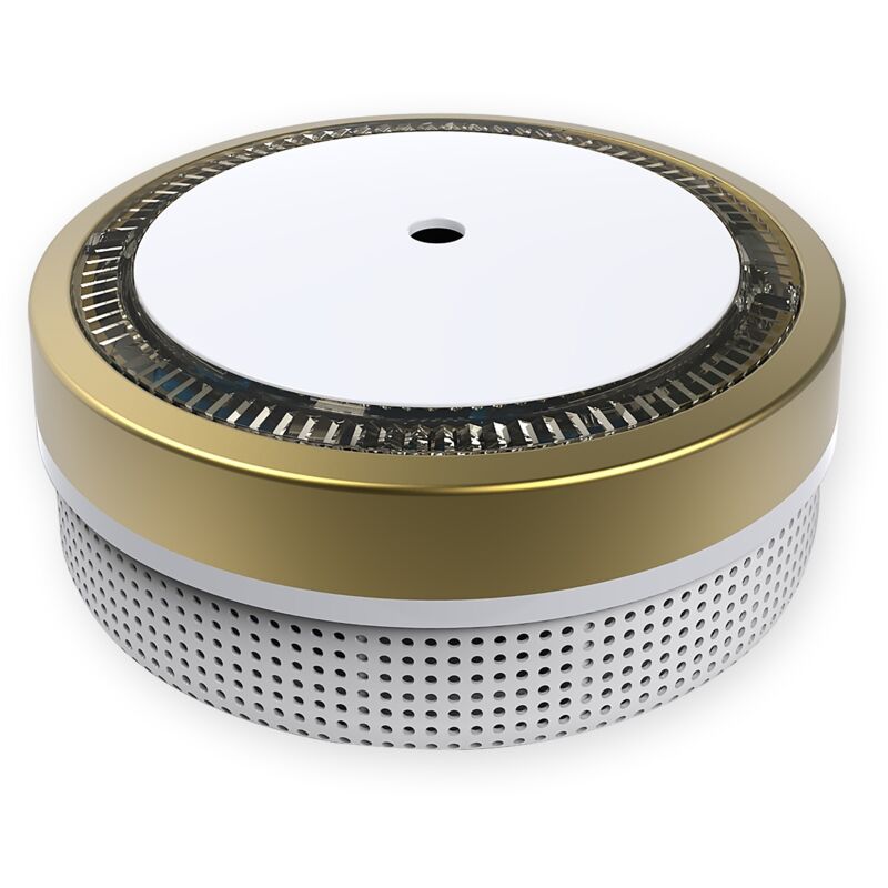 NEMAXX® M1-Mini Rauchmelder – Photoelektrischer Warnmelder nach DIN EN 14604 – Integrierte 3 V Lithium-Batterie – Ø 71,6 mm Mini-Design – Gold