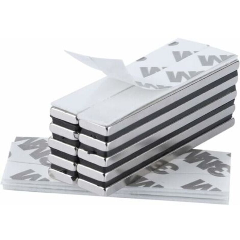 Neodym Magnete 60x10x3 mm (10 Stück) mit extra starkem 3M Klebeband - Starke Permanentmagnete für DIY, Werkstatt, Küche, Modellbau & Whiteboard