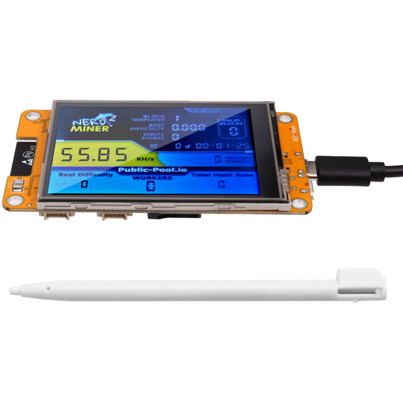 NerdMiner 2 Miner 55-60KH/S btc Lottery Solo Miner 2.8 Display Bitcoin btc Miner Solo Nerd Miner