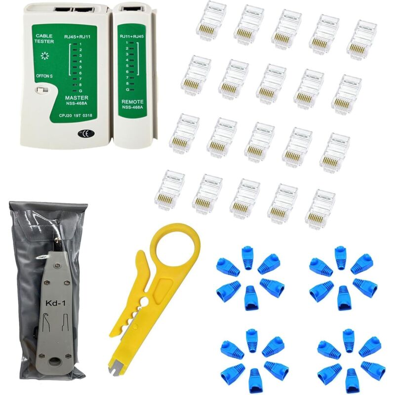 Bluedeer - Netzwerk Werkzeug Set netzwerktester, Kabeltester Kit, Patchkabel Tester, lan Kabel Tester für diy Haushalt Computer Wartung