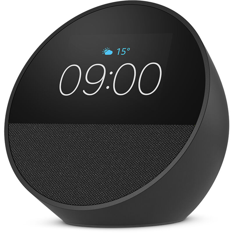 Neu Amazon Echo Spot (Modell 2024) Intelligenter Wecker mit Klangqualität und Alexa Schwarz