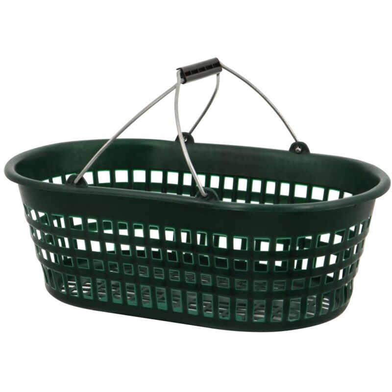 Gartenkorb mit Draht-Klappbügel, 15 kg oval, grün mit Draht-Klappbügel