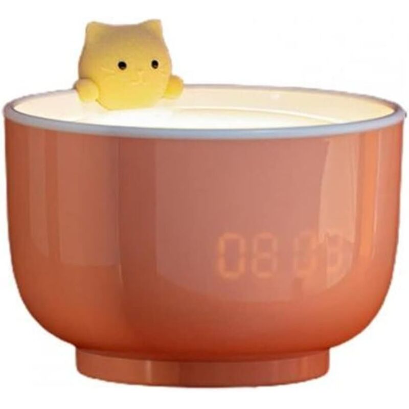 Réveil mignon, tasse à thé, chat, réveil numérique, horloge esthétique multifonctionnelle pour chambres à coucher, rose