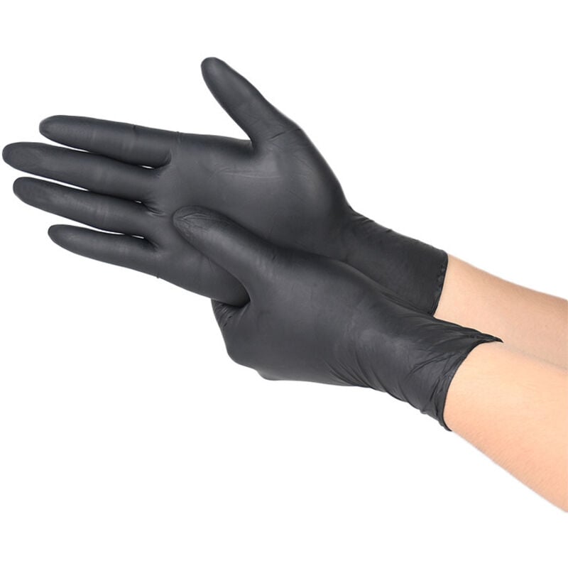 Nitrilhandschuhe Größe m, Schwarze Nitrilhandschuhe, 100 Stück/Box, Puderfrei, Latexfrei, Schwarze Einweghandschuhe
