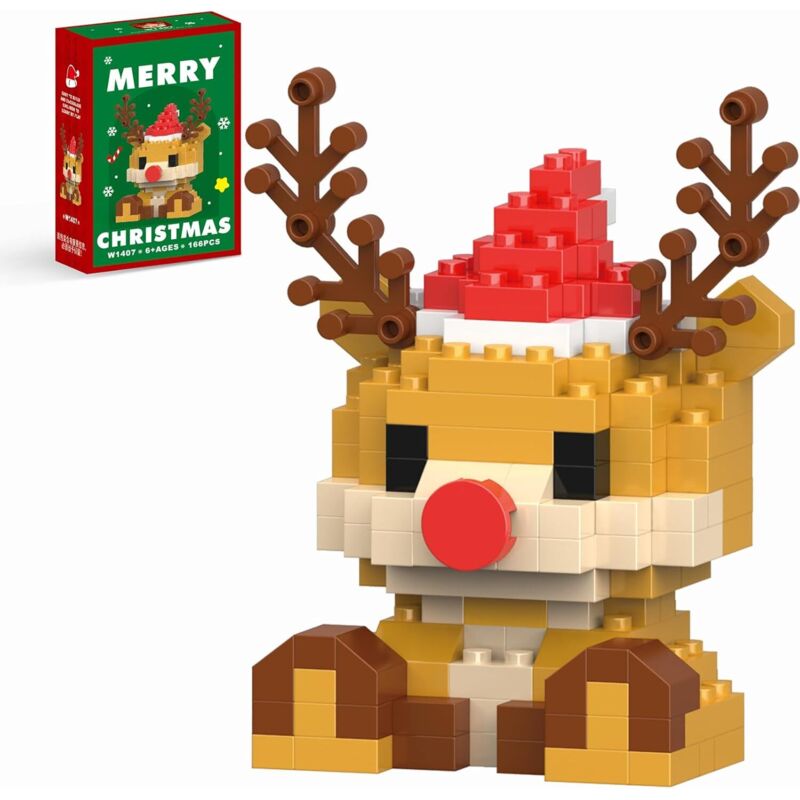 Weihnachts-Rentier-Bausteinset, kompatibel mit dem Adventskalender 2024, stapelbares neues Spielzeug, Weihnachtsgeschenkbox,