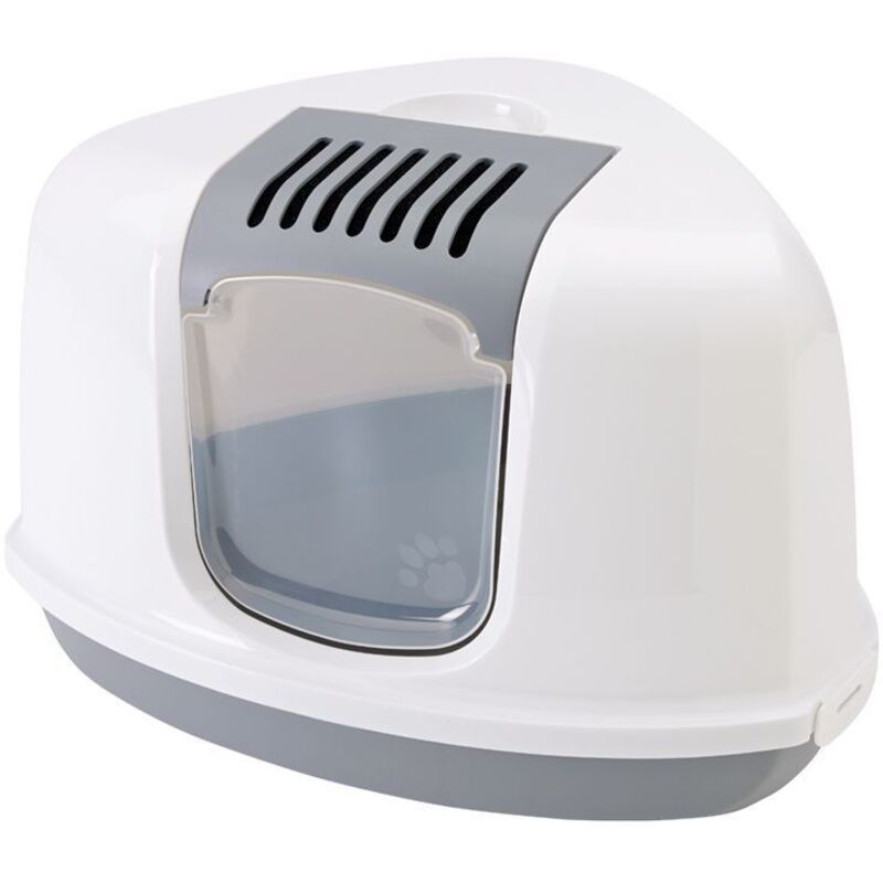 Nobby Katzentoilette Nestor Corner grau-weiß mit Tür und Filter 58,5 x 45,5 x 40 cm Katzentoilette