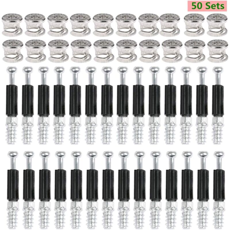 Ersandy - Nockenbeschläge, 50 Paar, Möbel-, Schrank- und Plattenverbindungen, ø 15 mm, unsichtbare Küchenmöbel-Verbindung, Schrank, Holzschrank, 40 mm