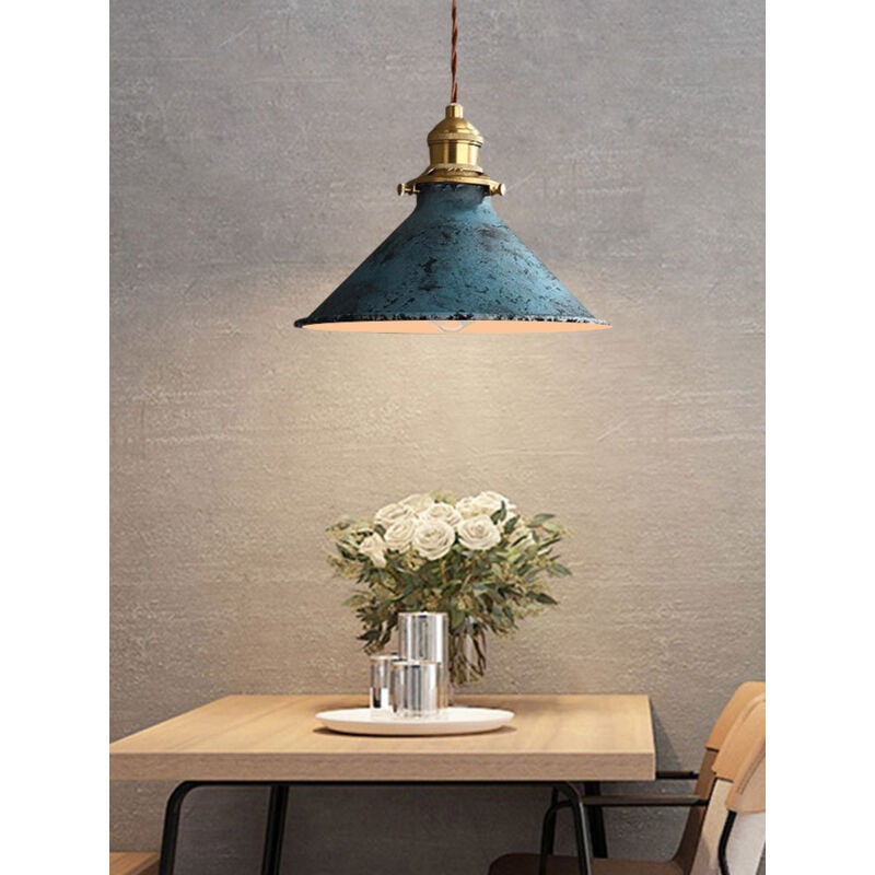 Tonchean - Nordic retro metall käfig decke lampe E27 blau retro industrie kronleuchter anhänger decke lampe