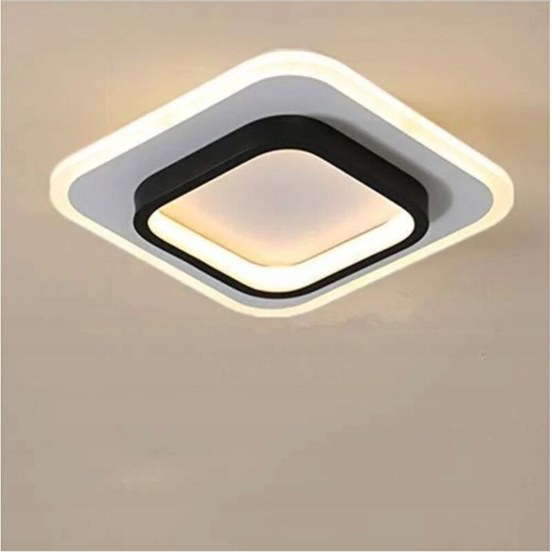 Comely - Moderne LED-Deckenleuchte, 21 w, 3000 lm, quadratisch, schwarz, Acryl, Deckenleuchte für Schlafzimmer, Küche, Wohnzimmer, Flur, Balkon,