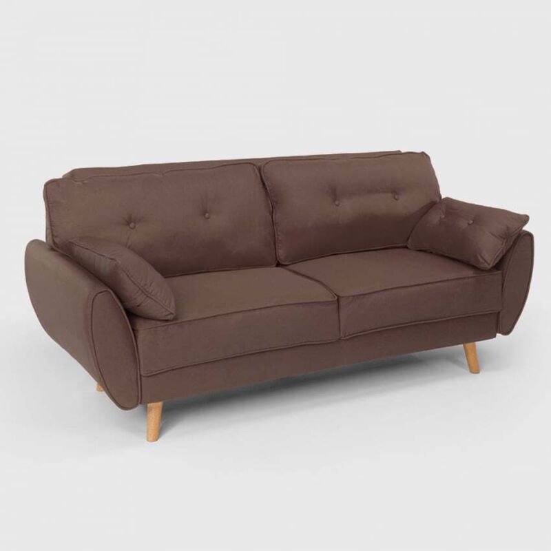 Fortaleza Schlafsofa Nordisches Design Schlafcouch Clic Clac 3-Sitzer aus Stoff - Braun