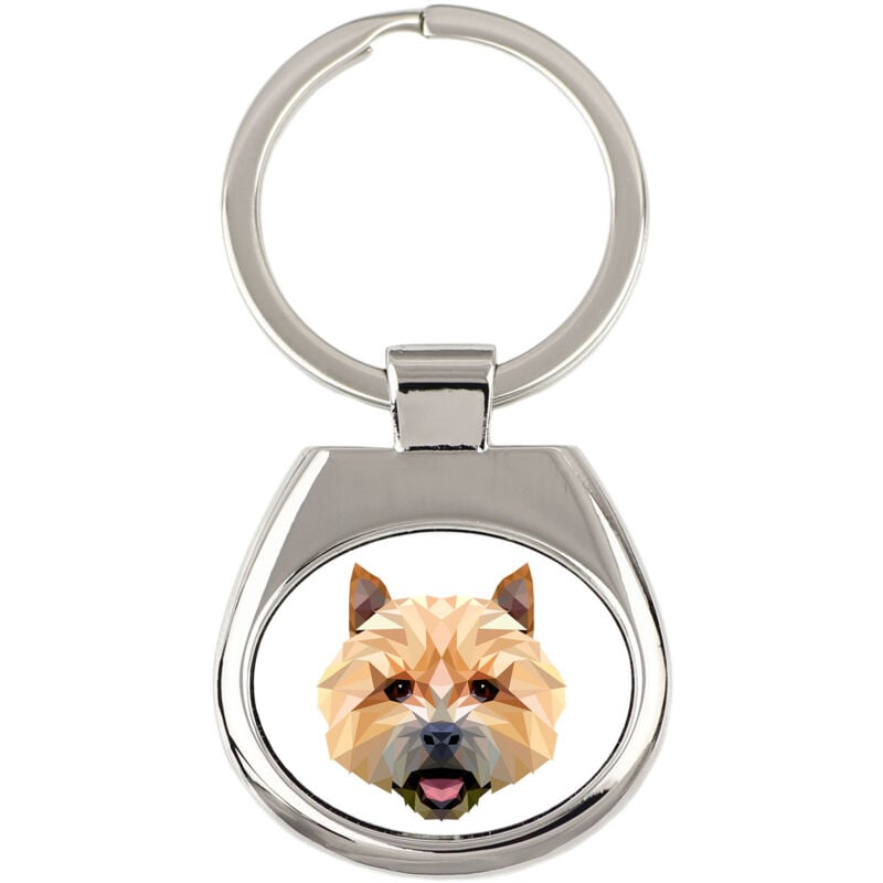 Norwich Terrier - geometrischer Schlüsselanhänger mit Foto und Aufschrift Art-Dog