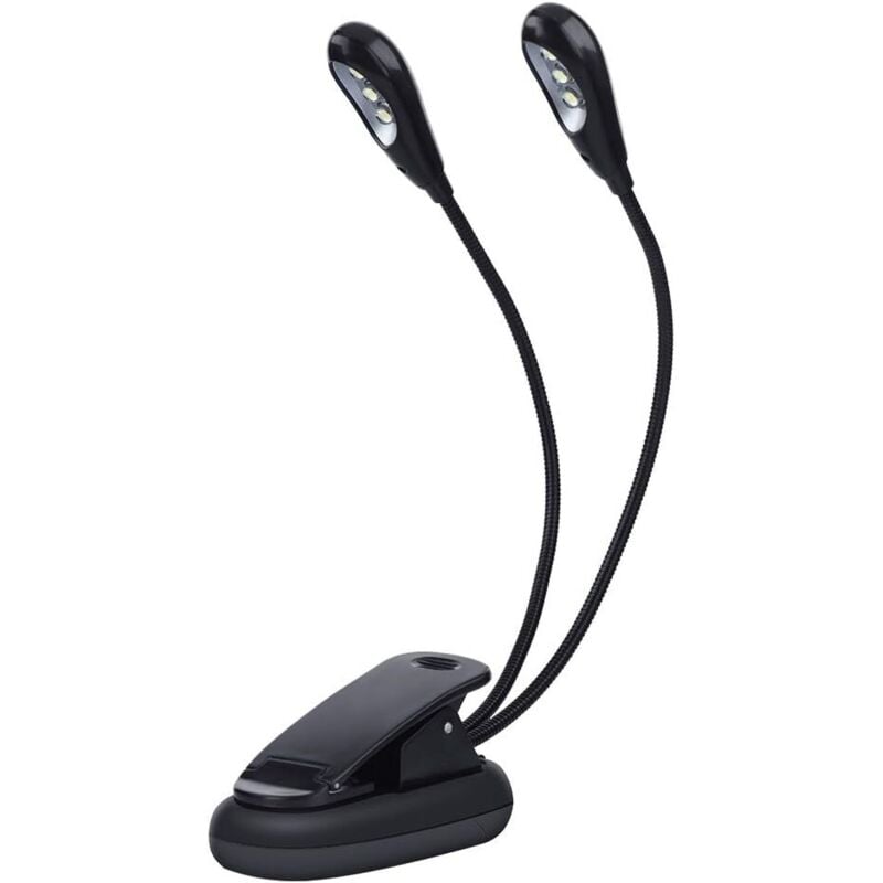 Shining House - Notenpultlampe, 6 led Mini Doppelkopflampe Verstellbare Klemmlampe USB-Kabel Lesen/Buch/Tisch/Nachttisch
