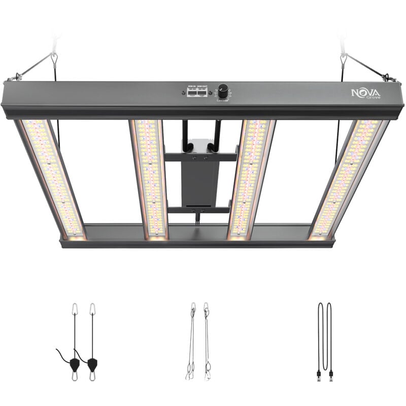 NovaGrove Pflanzenlampe LED Vollspektrum IR, 240W Grow Lampe für Growbox 90x90cm, Grow Light mit Dimmbar & Daisy Chain, PR24