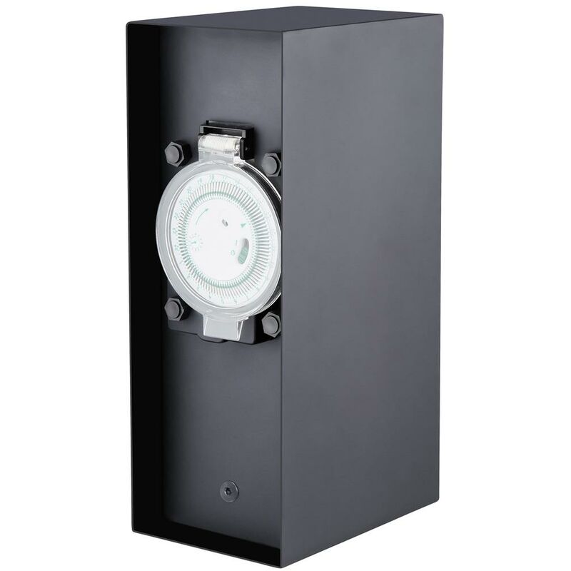 Gartensteckdose 1x Steckdosensäule 2-fach Anthrazit Steckdosenleiste, Montageplatte, Dübel und Schrauben - Novatool