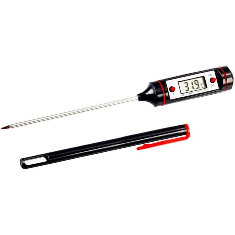 Numerisches Küchenthermometer mit Sonde für BBQ, Essen und Wein mit sofortiger Anzeige auf dem LCD-Bildschirm