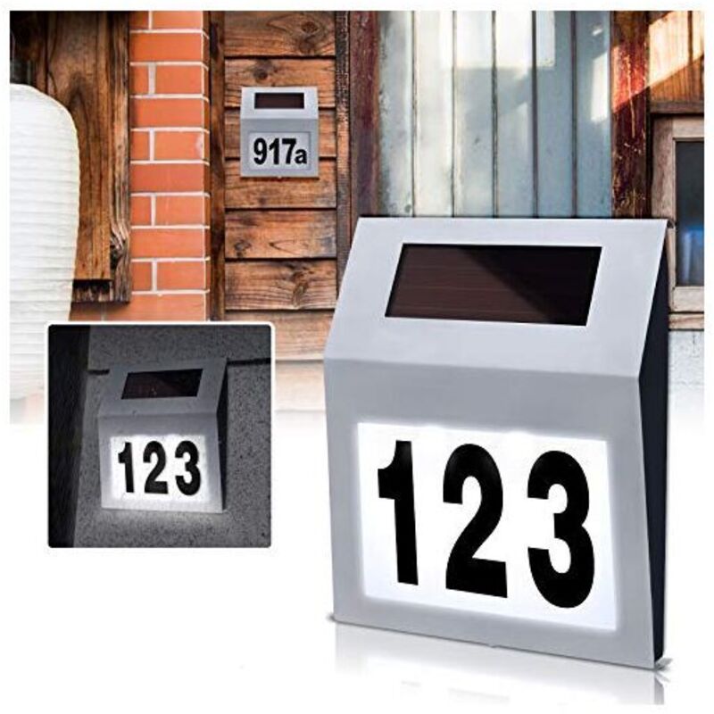 Numéro von Maison Solaire Lumineux LED Éclairé mit 2 LED Numéro von Maison in/aus Edelstahl Numéro von Maison Éclairé LED Lampe Murale zu/bei LED