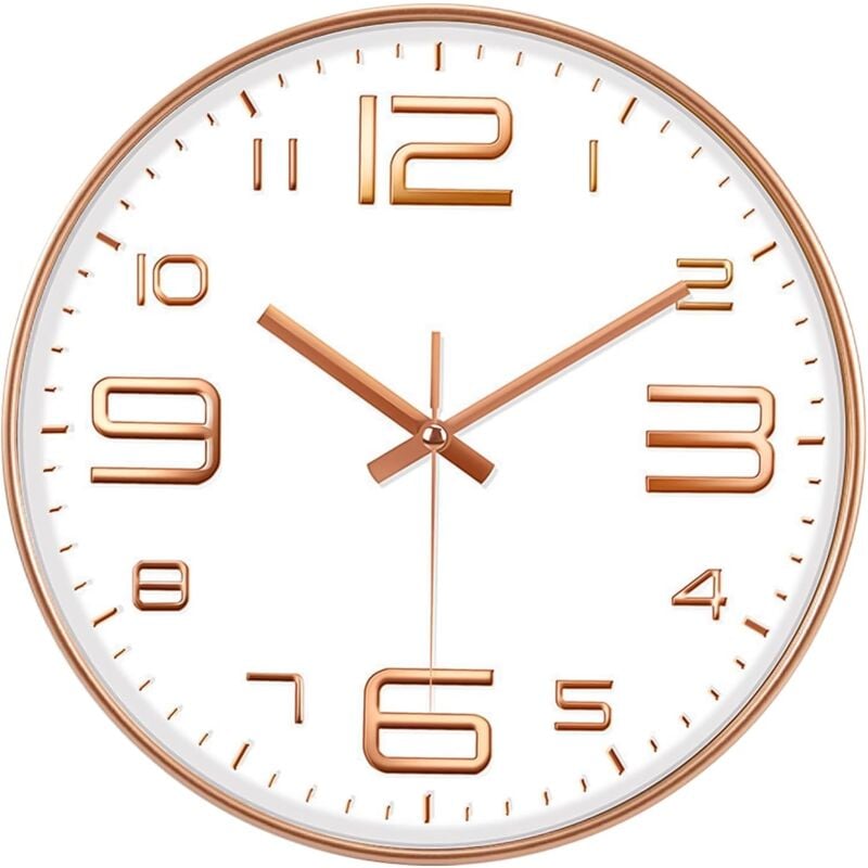 Ziffern-Wanduhr, 30 cm, geräuschlose Wanduhr, Kunststoff, Wandpendeluhr, Quarz-Wanduhr, kein Lärm, für Wohnzimmer, Schlafzimmer, Büro, Restaurant usw