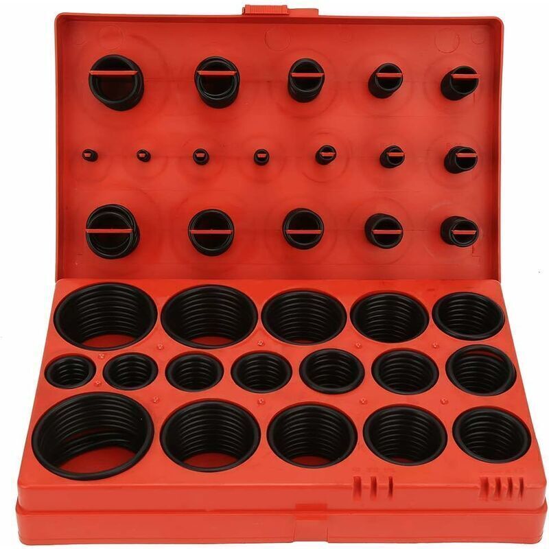 O-Ring - 419-teilig, 32 Größen, schwarzes O-Ring-Sortiment, Dichtungssatz, universelles O-Ring-Kit aus Gummi mit Box