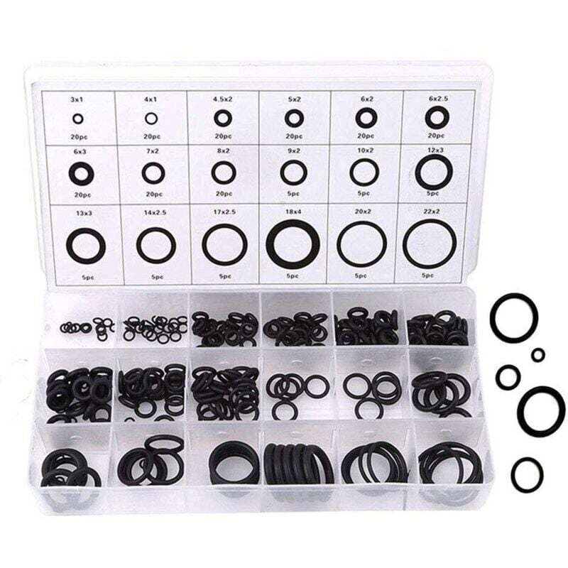 O-Ring-Set, 225-teilig, Anti-Vibrations-Gummischeiben, 18 Größen, O-Ring-Sortiment-Set, Dichtungsring-Set, O-Ring-Unterlegscheiben-Set,