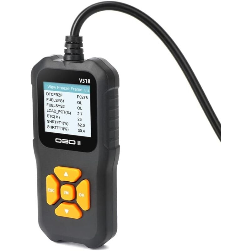 OBD2-Diagnosegerät für Fahrzeuge, Motordiagnose-Scanner, Code-Lesegerät, kompatibel mit 10 Sprachen und 9 Standardprotokollen, geeignet für alle