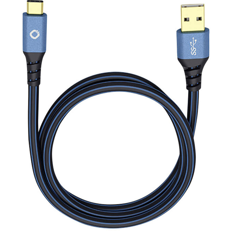 USB-Kabel usb 3.2 Gen1 (usb 3.0 / usb 3.1 Gen1) usb-a Stecker, usb-c® Stecker 3.00 m Blau v - Oehlbach