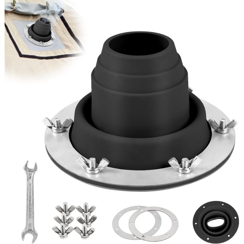 Ofenrohrmuffe für Zelte, 45-100 mm Dachlüftung, hitzebeständiges Silikonrohrverbinder mit Metallsockel, Ofenanschluss für Zelte, Camping,