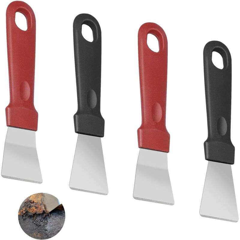 Ofenschaber, kratzfest, 4-teilig, verschiedene Größen, Edelstahl, super Küchenschaber für Öfen, Herde, Induktionsherde, Kühlschränke