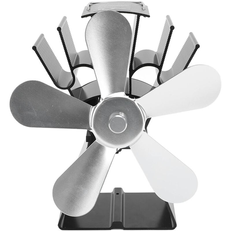 Ofenventilator, automatischer, energieerzeugender Ofenventilator aus Aluminiumlegierung mit Wärmeantrieb für den Haushalt (SILBER)