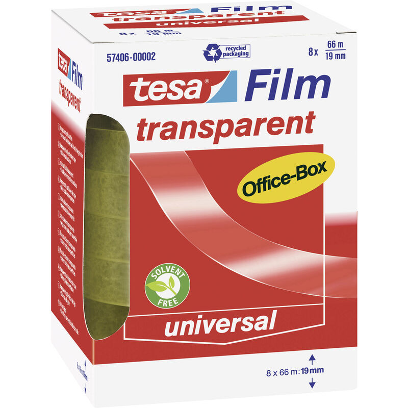 Tesa - film Transparent - Transparentes Multifunktions-Klebeband für Heim- Schul- und Büroanwendungen - 66 m x 19 mm - 10er Pack